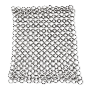 Professional 304 stainless steel chainmail scrubber for cast iron pot cleaning