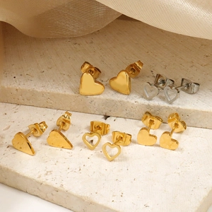 6er-Set Herz-Ohrstecker aus Titanstahl in poliertem Gold und Silber für Damen und Mädchen