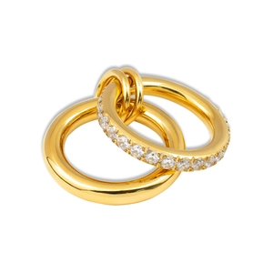 Pendientes de doble capa en acero de titanio chapado en oro de 18k con circonitas