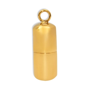 Ciondolo a capsula cilindrica in acciaio inossidabile placcato oro 18K per collana