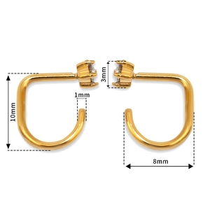 Spécifications de taille pour boucles d'oreilles dorées en U avec zircons ronds