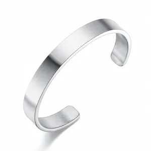 Brazalete de Acero Inoxidable Cepillado Minimalista Para Hombre Mujer Unisex Hip Hop Punk Estilo Joyería de Moda