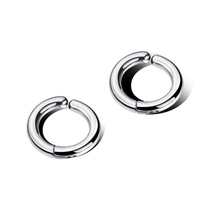 Orecchini a cerchio clip-on in acciaio inossidabile argento lucido per uomo e donna