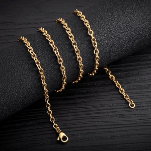 Classic gold-plated stainless steel O-chain necklace with lobster clasp on display