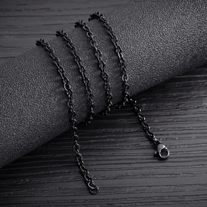 Matte black stainless steel O-chain necklace for men and women with lobster clasp
