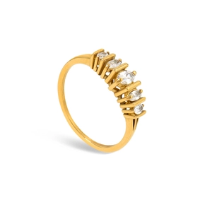 Vintage Royal Edelstahl 18K Vergoldet Zirkonia Marquiseschliff Mikropavé Krone Fingerring Für Damen Schmuck Geschenk