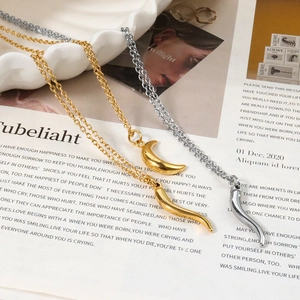 Minimalist titanium steel chili pendant necklace in gold and silver finish for women