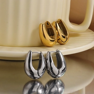 Boucles d'oreilles créoles gouttes d'eau en acier inoxydable poli or et argent