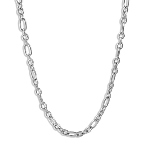 Detailansicht der hochglanzpolierten Figaro-Kette aus Edelstahl mit langen Gliedern