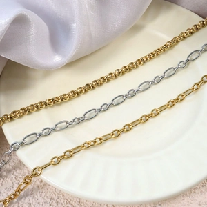 Klassische Edelstahl Figaro Halskette Für Unisex Gold Stahlfarbe Galvanisierte Schlichte Gliederkette Mode Schmuck