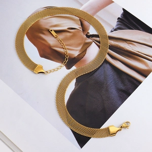 Vintage Roestvrij Stalen Mesh Ketting Voor Vrouwen Verguld Overdreven Statement Choker Mode Sieraden Ketting