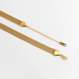 Retro gouden mesh ketting van titaniumstaal met karabijnsluiting en K18-merklabel