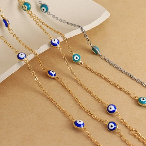 Gioielli in Acciaio Inossidabile Bohemian Con Ciondoli Malocchio Smaltati Collana Bracciale Regolabile Placcato Oro Argento Donna