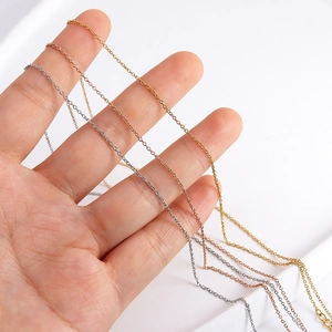 Set of minimalist stainless steel O-chain necklaces in silver, gold, and rose gold finishes