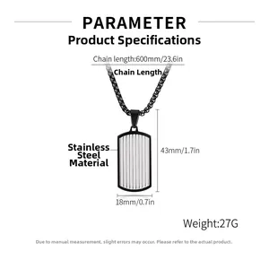 Détail du collier pour homme avec pendentif géométrique et spécifications de taille