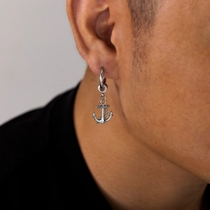 Boucles d'oreilles ancre en acier inoxydable pour hommes avec design rétro industriel