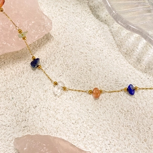 Bracciale a catena boho placcato oro con pietre naturali colorate per gioielli donna