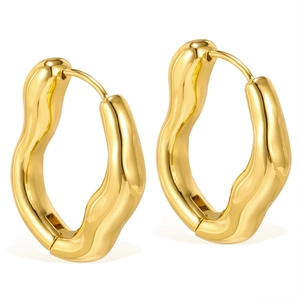 Unregelmäßige Geometrische Wellen-Ohrringe Edelstahl Vergoldet Molten Lava Stil Statement-Ohrringe Für Damen Modeschmuck