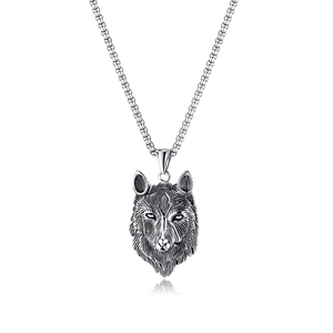 Heren Vintage Roestvrij Stalen Wolfskop Hanger Halsketting Gothiek Dier Punk Gesneden Charm Ketting Voor Mannen Sieraden