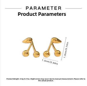 Detaillierte Größentabelle für goldene Kirschohrringe mit 1,9 cm Höhe und 1,5 cm Breite