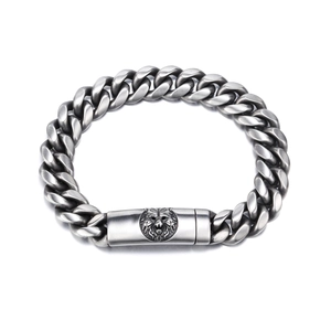 Vintage Edelstahl Löwenkopf Aromatherapie Diffusor Armband Herren Punk Panzerkette Schmuck