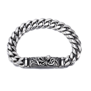 Punk Oktopus Totenkopf Edelstahl Panzerkette Armband Für Damen Herren Gothik Biker Aromatherapie Schmuck Silberton Geschenk