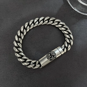 Vintage Keltischer Knoten Edelstahl Aromatherapie Armband mit silberner Panzerkette