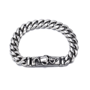 Silbernes Armband im Hip-Hop-Stil mit detailreiches Totenkopf- und Oktopus-Verschluss