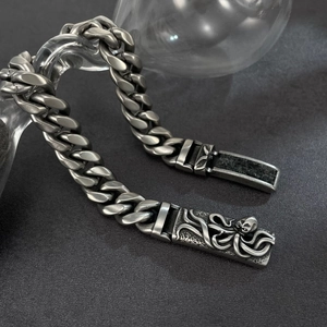 Vintage Oktopus Totenkopf Edelstahl Armband für Herren im coolen Industrial-Design