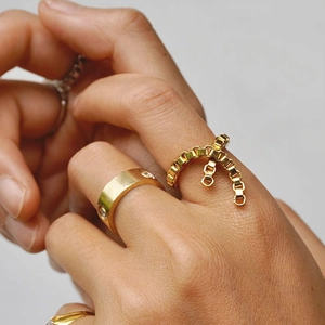 Minimalistischer Kupfer Box Kette Kreuz Ring Für Damen 14K Gold Silber Vergoldet Stapelbar Geometrisch Fingerring Schmuck