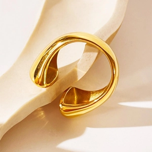Wasserfester 18K vergoldeter Edelstahlring mit offenem Doppel-Wassertropfen-Design