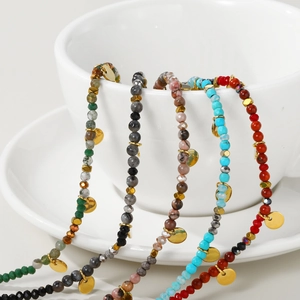 Retro 18K vergulde roestvrijstalen armbanden met natuurstenen en bedeltjes voor dames