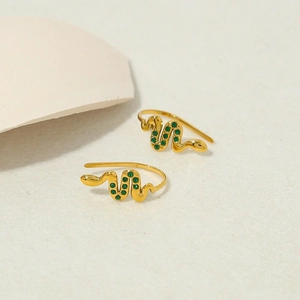 Vintage Roestvrij Staal Slang Oorknopjes Voor Vrouwen 18K Verguld Zirkonia Dier Klimmer Gepersonaliseerde Mode Sieraden