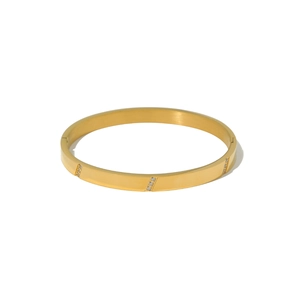 Bracelet charnière en acier inoxydable plaqué or 18 carats avec oxydes de zirconium