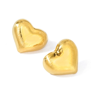 Goldene Herzohrringe aus gebürstetem Edelstahl für Damen mit elegantem Matt-Finish
