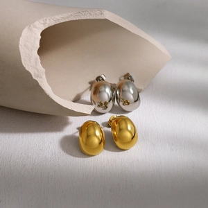 Minimalistische Roestvrijstalen Kiezel Oorknopjes Goud Zilver PVD Verguld Spiegelglans Waterdruppel Sieraden Voor Dames