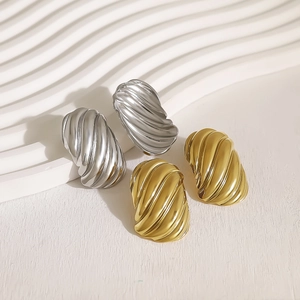 Boucles d'oreilles spirales en acier inoxydable poli finitions dorée et argentée