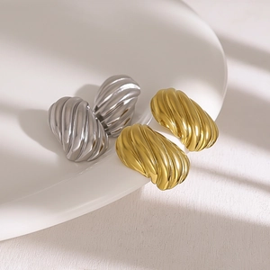 Boucles d'oreilles créoles vagues en acier 316 finitions dorée et argentée