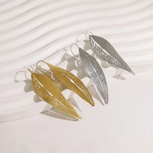Minimalistische Roestvrijstalen Blad Hanger Oorbellen Voor Vrouwen Hol Geometrisch Lijnontwerp Goud Zilver Verguld Mode Sieraden