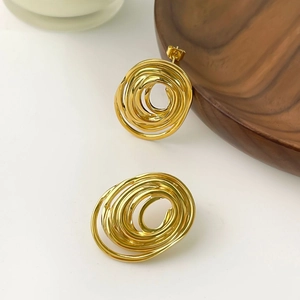 Pendientes de espiral dorados en acero inoxidable resistente al agua para mujer