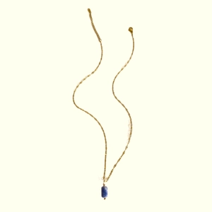 Waterproof stainless steel gold chain necklace with purple natural stone pendant for women