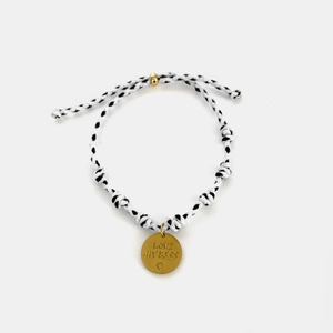 Bracelet en corde tressée ajustable avec breloque dorée gravée Love My Kids et cœur