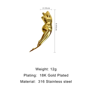 Artistic female torso brooch in 18K gold plated 316L stainless steel for women