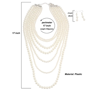 Élégant ensemble de collier de perles blanches multicouches avec boucles d'oreilles assorties