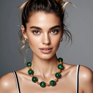 Boheems Grote Plastic Kralenketting Voor Vrouwen Vintage Marmerpatroon Ronde Kralen Choker Party Sieraden Cadeau