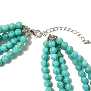 Collana multistrato con perle turchesi effetto craquelé e chiusura a moschettone argento