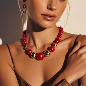 Lussuoso Set di Gioielli con Künstliche Perle di Imitazione Collana a Gradiente Orecchini per Donna Elegante Banchetto Festa Accessori Moda