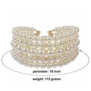 Fünflagige Perlen-Choker-Halskette für Damen mit 16 Zoll Länge und goldenem Verschluss