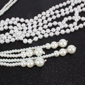 Multilayer white faux pearl necklace with rhinestone silver spacers and vintage design