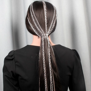 Elegant multi-layer silver metal chain headband for women with wave hair accessory style